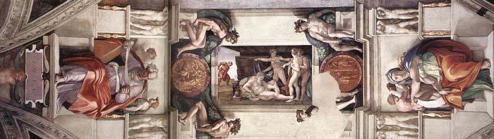 Michelangelo Buonarroti The first bay of the ceiling Sweden oil painting art
